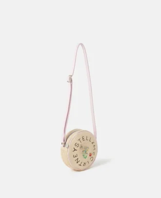 Blombroderad crossbody-väska i strå