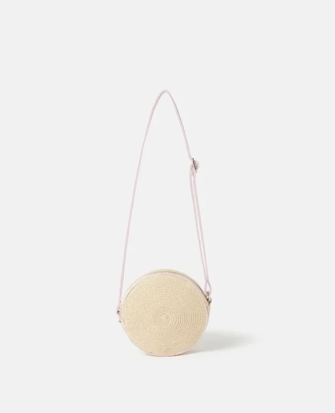 Blombroderad crossbody-väska i strå Blombroderad crossbody-väska i strå