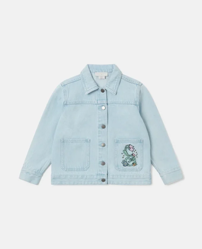 Blommig broderad jeansjacka Blommig broderad jeansjacka