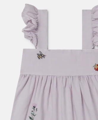 Blommig broderad ärmlös klänning