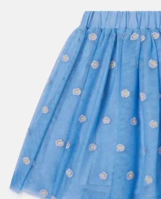 Blommig broderad tyllkjol