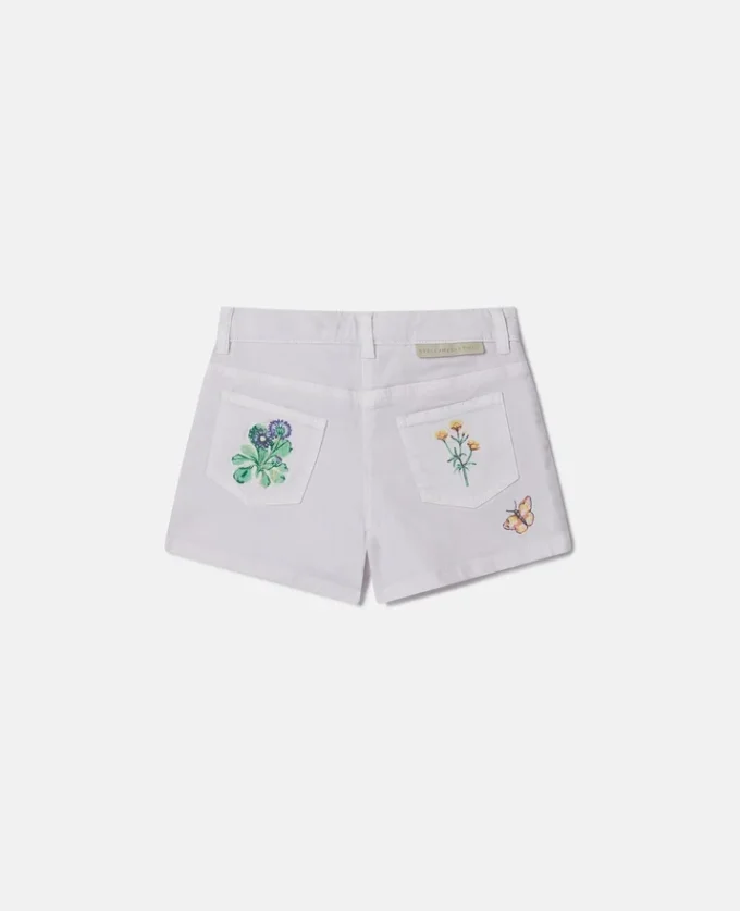 Blommiga broderade shorts