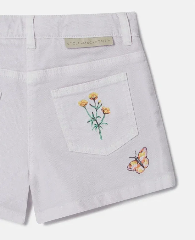 Blommiga broderade shorts