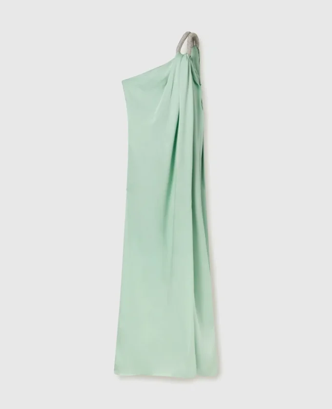 Blyfri kristallkedja Asymmetrisk draperad maxiklänning