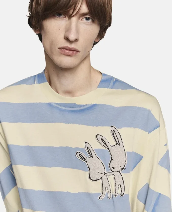 Bretonsk T-shirt med broderad kanin Bretonsk T-shirt med broderad kanin