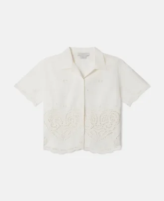 Broderad Anglaise-skjorta i bomull