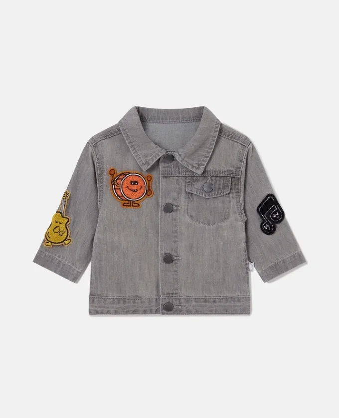 Broderad jeansjacka med musikmotiv Broderad jeansjacka med musikmotiv