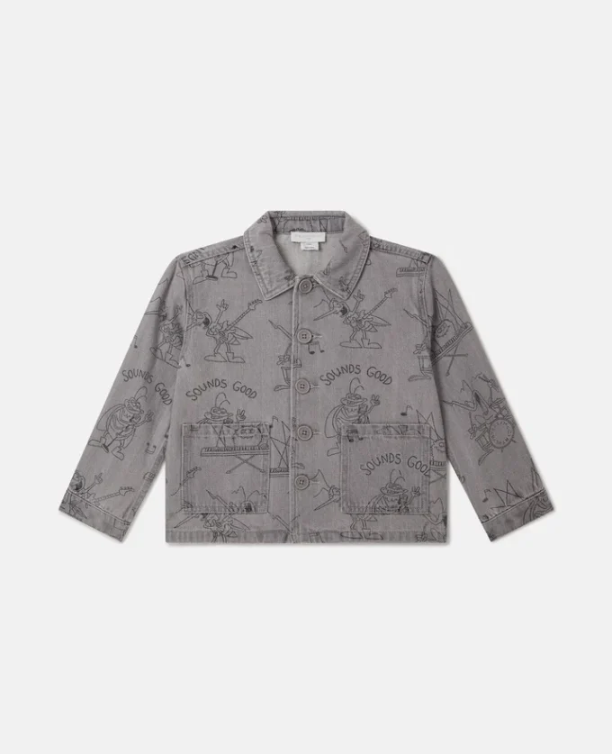 Bug Band Print Denim Jacket