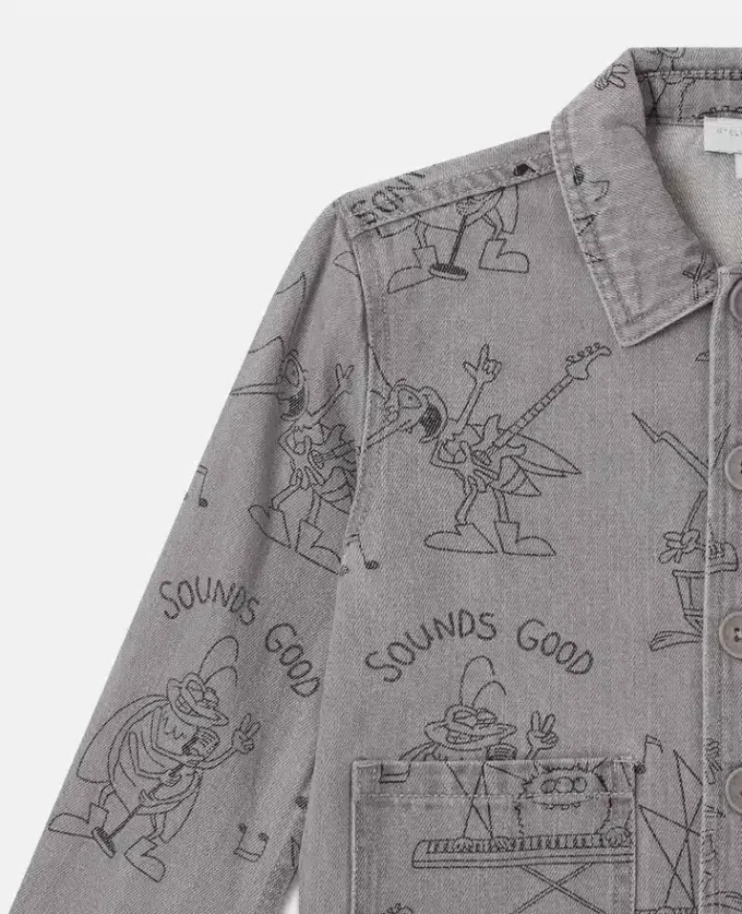 Bug Band Print Denim Jacket
