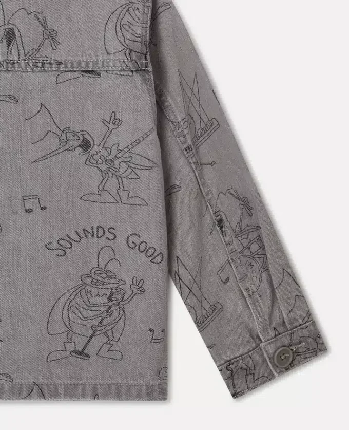 Bug Band Print Denim Jacket