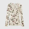 Cherry Print Mesh långärmad topp