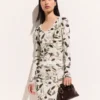 Cherry Print Mesh långärmad topp