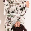 Cherry Print Mesh långärmad topp