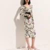 Cherry Print Mesh långärmad topp