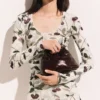 Cherry Print Mesh långärmad topp