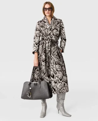 Cloud Leopard Jacquard-trenchcoat med bälte