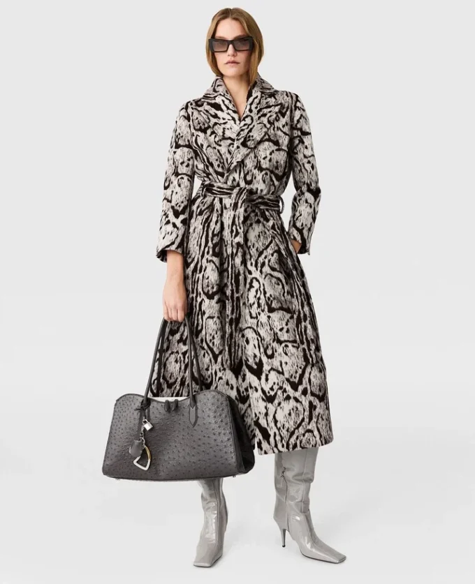 Cloud Leopard Jacquard-trenchcoat med bälte Cloud Leopard Jacquard-trenchcoat med bälte