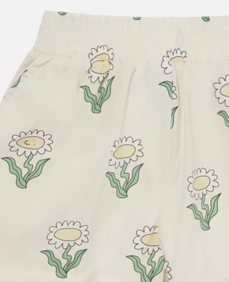Daisies shorts med elastisk kant och vågig kant