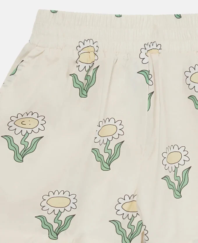 Daisies shorts med elastisk kant och vågig kant