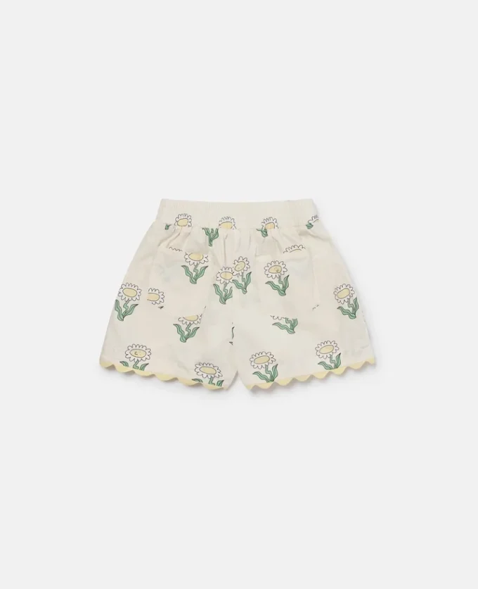 Daisies shorts med elastisk kant och vågig kant