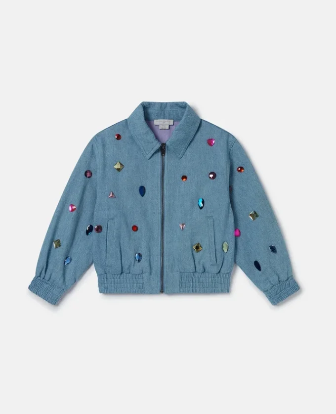 Denimjacka med broderade juveler Denimjacka med broderade juveler