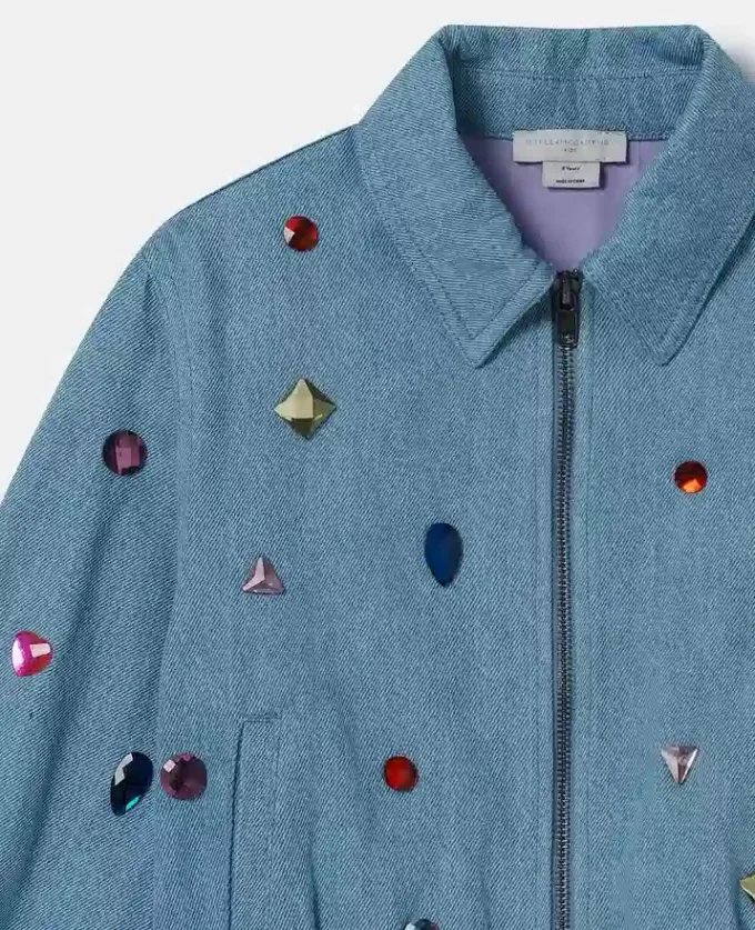 Denimjacka med broderade juveler Denimjacka med broderade juveler