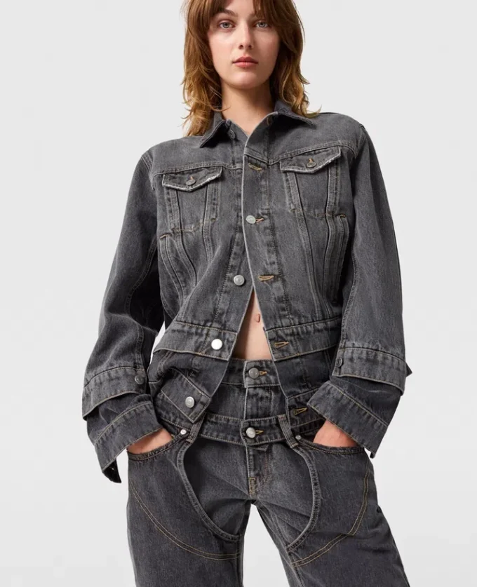 Denimjacka med tonade paneler Denimjacka med tonade paneler