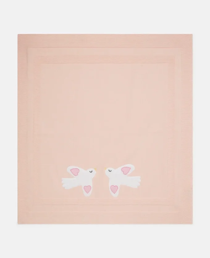 Dove broderad filt
