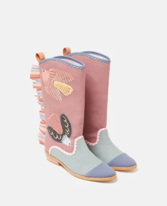Dove broderade westernstövlar
