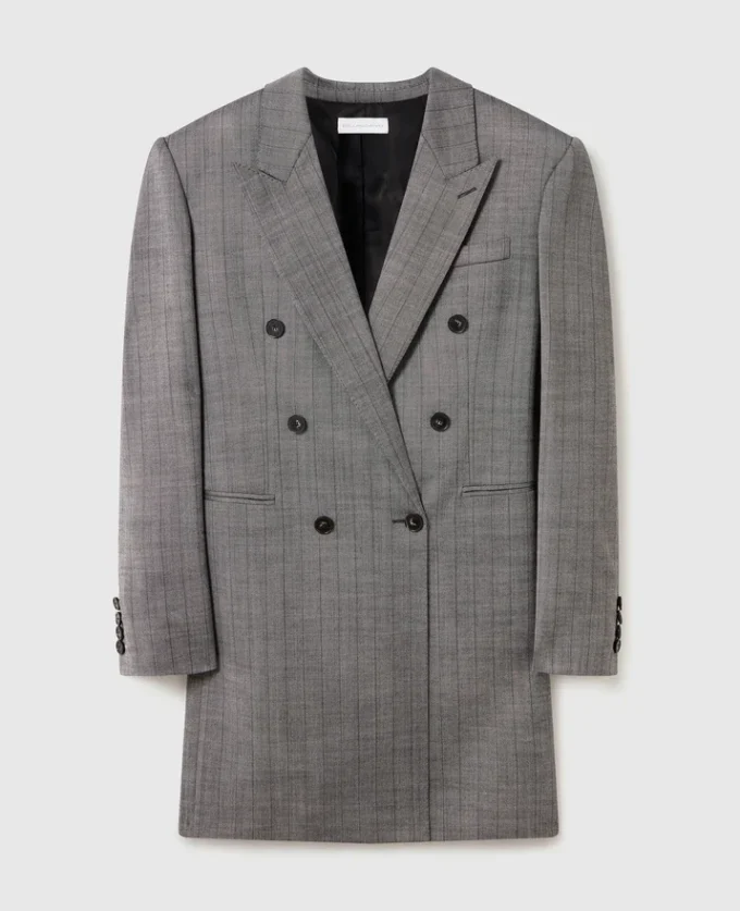 Dubbelknäppt miniklänning i randig blazer