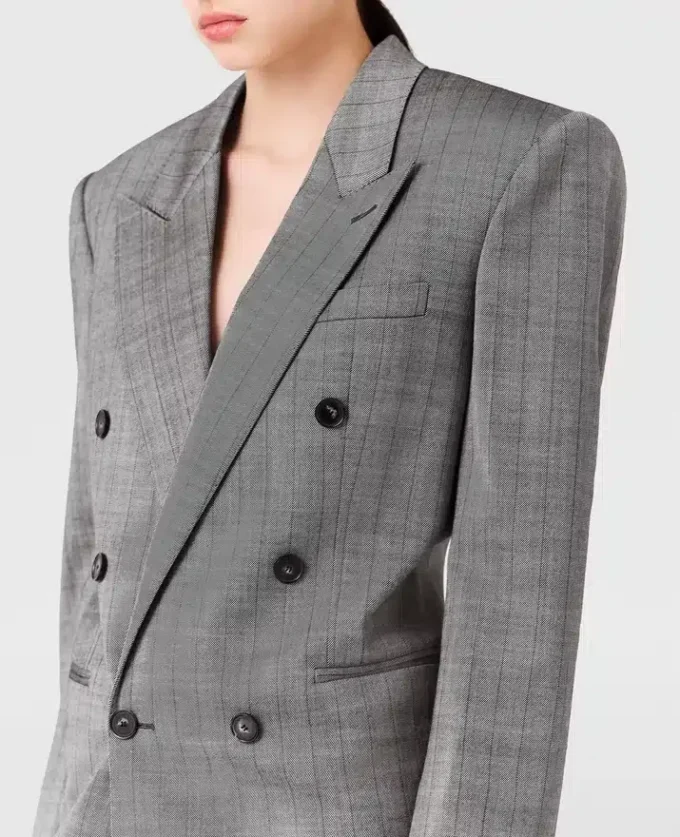 Dubbelknäppt miniklänning i randig blazer