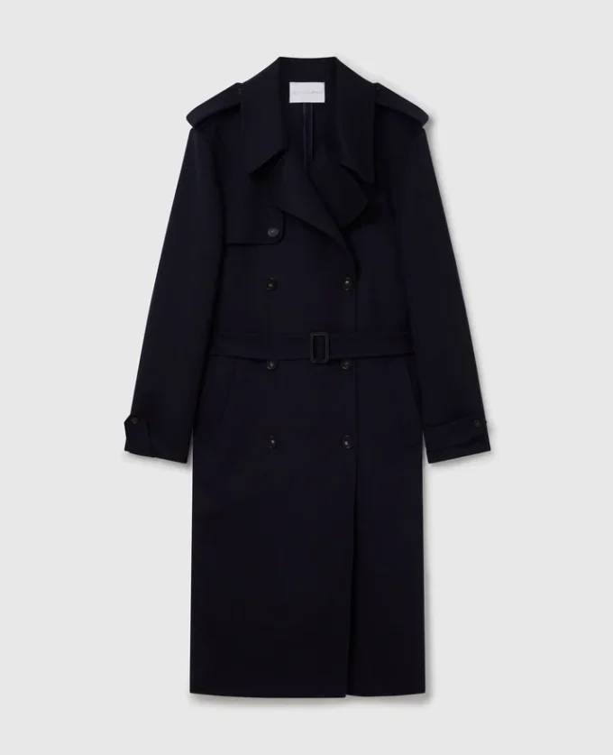 Dubbelknäppt trenchcoat med bälte