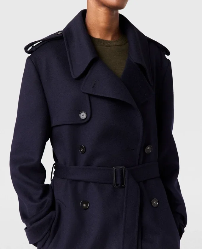 Dubbelknäppt trenchcoat med bälte
