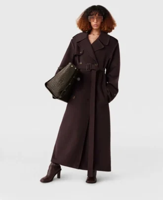 Dubbelvävd trenchcoat med bälte