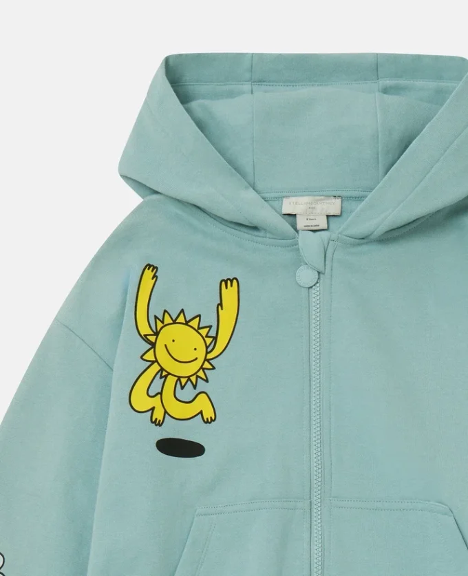 Earth Friends grafisk hoodie med dragkedja Earth Friends grafisk hoodie med dragkedja