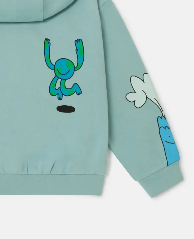 Earth Friends grafisk hoodie med dragkedja Earth Friends grafisk hoodie med dragkedja
