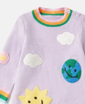 Earth Friends grafiskt broderad tröjklänning