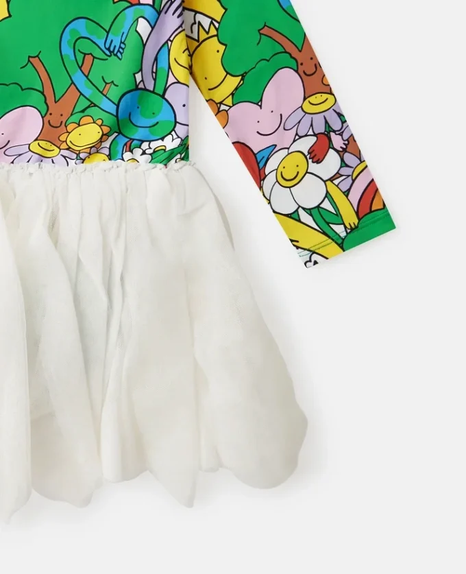Earth Friends-tryck Tulle Petals-klänning Earth Friends-tryck Tulle Petals-klänning