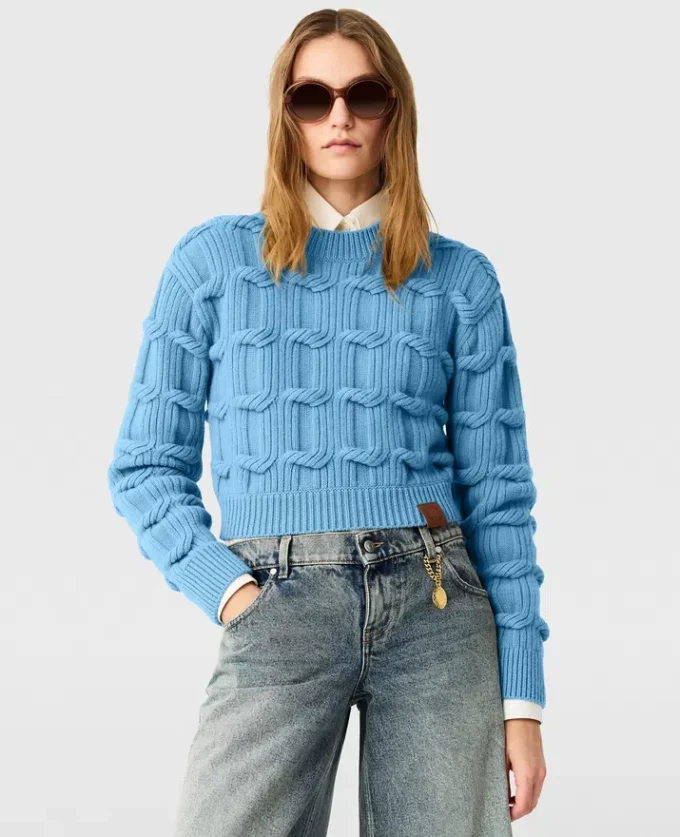 Falabella kabelstickad tröja med rund hals