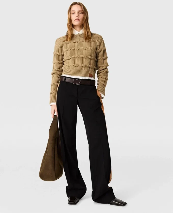Falabella kabelstickad tröja med rund hals