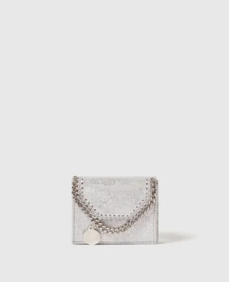 Falabella metallisk trefaldig plånbok