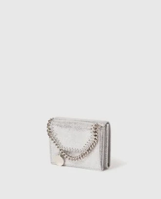 Falabella metallisk trefaldig plånbok