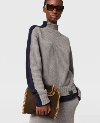 Turtleneck-tröja med kontrastpanel