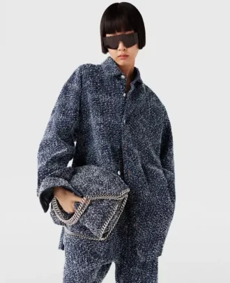Falabella vikbar bouclé-toteväska