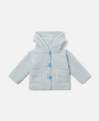 Fluffig teddyjacka med huva