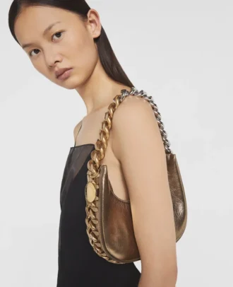 Frayme Metallic Zipped Mini Hobo Bag