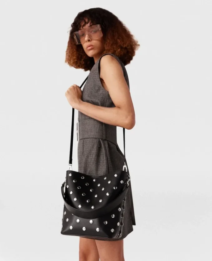Frayme Studded Large Bucket Bag