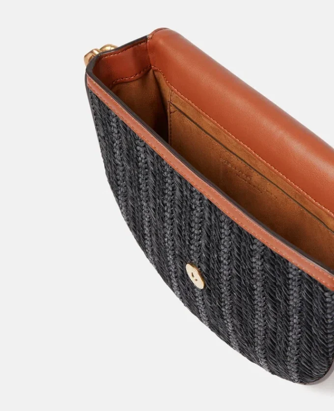 Frayme vävd raffia medium axelväska med lock Frayme vävd raffia medium axelväska med lock