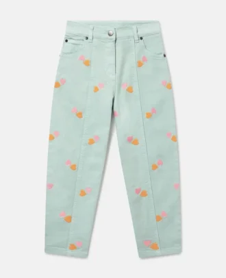 Gabardinebyxor med hjärtbroderi