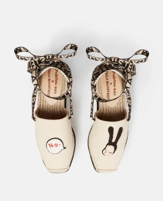 Gaia Little Black Bunny Embroidery Canvas Espadrilles